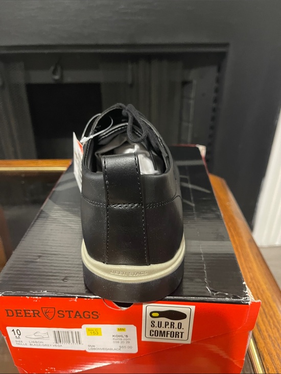 Deer Stags Black Casual Lace-Up Oxford with Cream Midsole